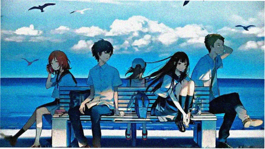 茜红和服元气流动漫美女角色插画